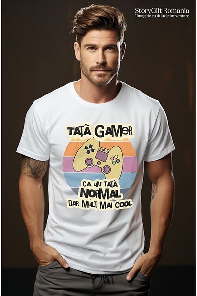 StoryGift Romania Men's T-Shirt Dad Gamer Cool Video Game Controller Virtual World With Front Print, 100% Bum Stg