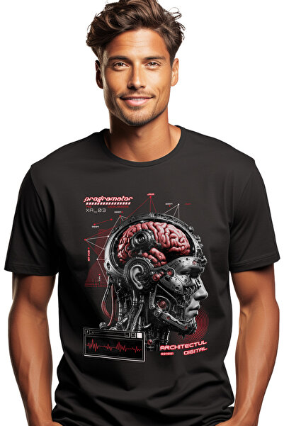 StoryGift Romania Tricou Barbati Barbat Robot Programator In Spatele Tuturor Lucrurilor Cool! Cu Imprimeu Pe Stg