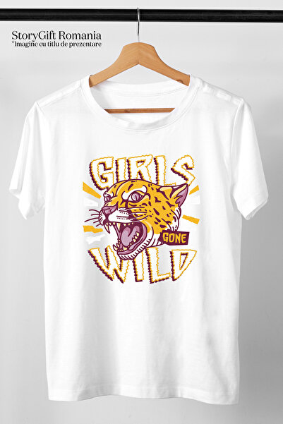 StoryGift Romania Men's T-Shirt With Text In English Girls Gone Wild, Tiger Roaring, Girls Go Crazy, With Stg