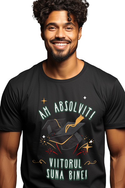 StoryGift Romania Tricou Barbati Am Absolvit! Viitorul Suna Bine! Facultate, ...