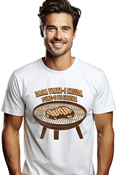StoryGift Romania Tricou Barbati Carne Pe Gratar, Text Daca Viata-i Cruda Cu ...