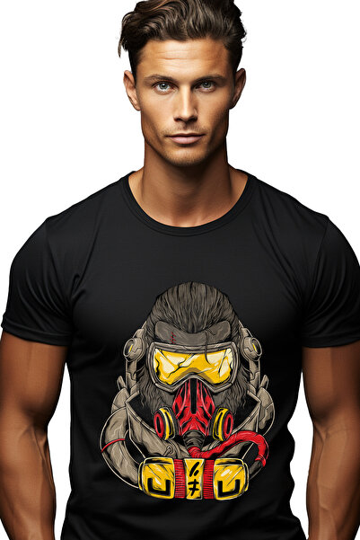 StoryGift Romania Tricou bărbătesc cu gorilă, mască, gaz, ochelari, sf, cu im...