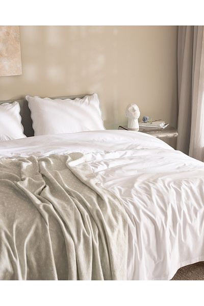 Madame Coco Justine King Size 100% Cotton Bedding Set - White/Blue