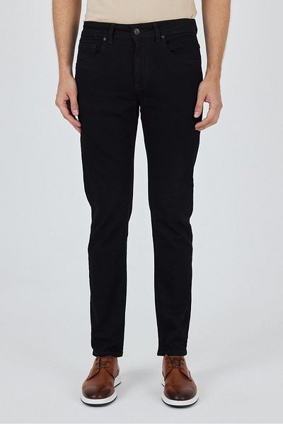 İmza Black Gabardine 5 Pocket Straight Leg Casual Slim Fit Cotton Denim Trousers 1023250152