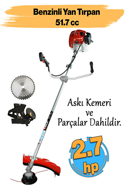 BOLAT Benzinli BY520 Yan Tırpan Çim Biçme Testeresi 2.7 hp 51.7 cc Bisiklet Kollu Omuz Askılı Misina
