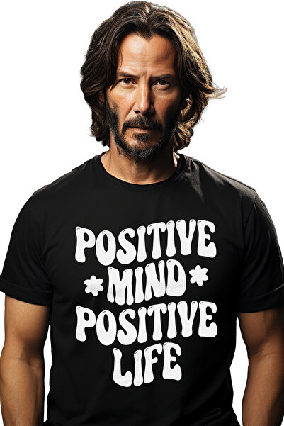 StoryGift Romania Tricou Barbati Cu Floricele Si Textul "positive Mind, Posit...