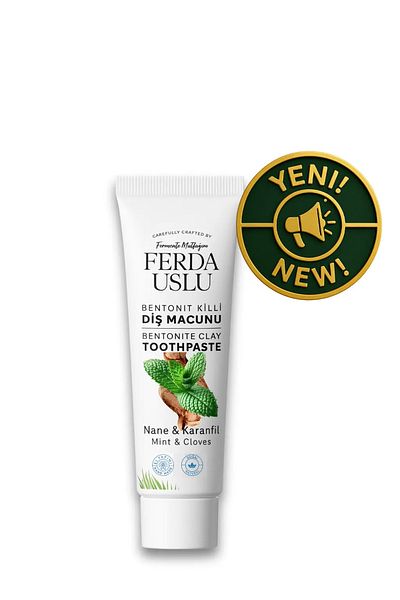Fermente Mutfağım Bentonite Clay Natural Toothpaste - Sugar-Free, Fluoride-Free Whitening 50 ml