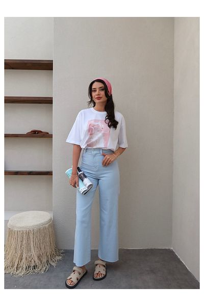 ESRAHELVACI Jean culotte cu talie înaltă