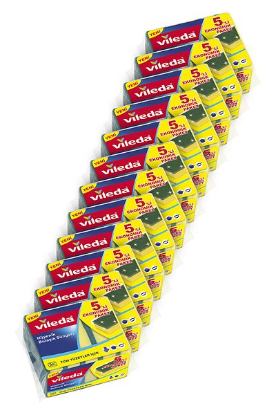 Vileda Green Classic Flat Sponge - 12 Pack of 5