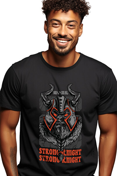 StoryGift Romania Tricou Barbati Cu Portret Barbat Razboinic Cu Cascheta De Viking Si Barba Lunga, Text In E Stg