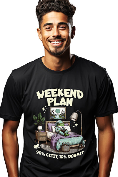 StoryGift Romania Tricou Barbati Broasca Iubitoare De Citit Weekend Plan 90% ...