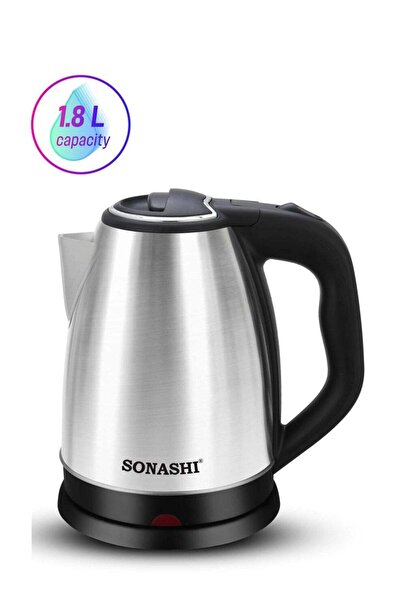 sonashi غلاية كهربائية لاسلكية من الفولاذ المقاوم للصدأ سعة 1.8 لتر - قاعدة د...
