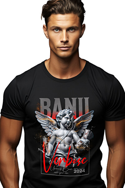 StoryGift Romania Tricou Barbati Banii Vorbesc - Ingerul Cu Un Teanc De Dolar...