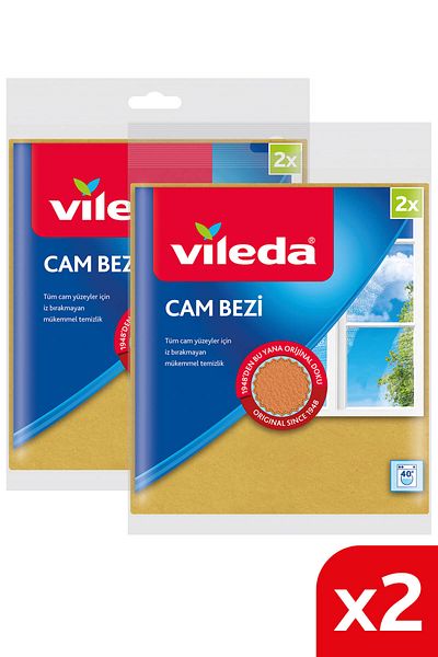 Vileda 2 Pack of 2 Microfiber Glass Cloths