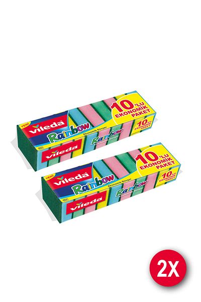 Vileda 2 Pack of 10 Rainbow Dish Sponges