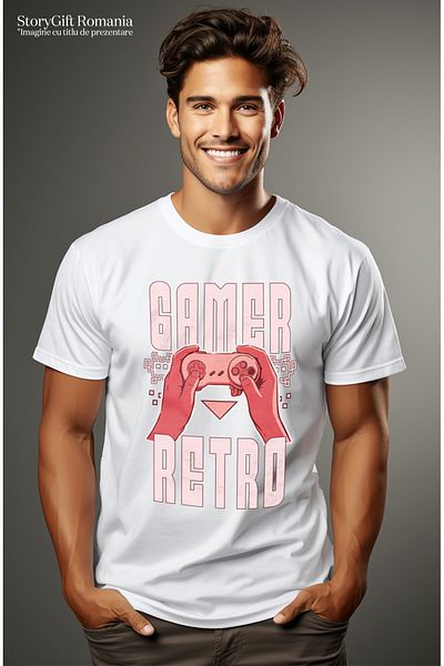 StoryGift Romania Men's T-Shirt Play Station Retro Gamer Gaming Controller With Front Print, 100% Cotton, stg