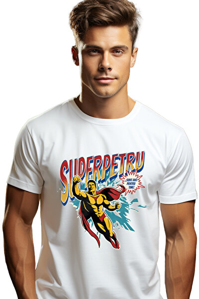 StoryGift Romania Tricou Barbati Super Petru, Supererou Sunt Aici Pentru Tine...
