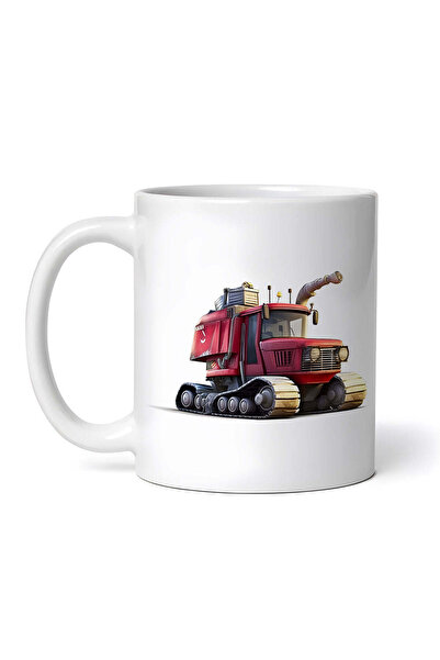 OEM Εξατομικευμένη λευκή κούπα, Κόκκινο γεωργικό όχημα με ερπύστριες, INOVATI...