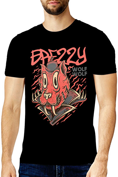 StoryGift Romania Tricou Barbati Cu Portret Caine Lup Cu Palarie Si Palton El...