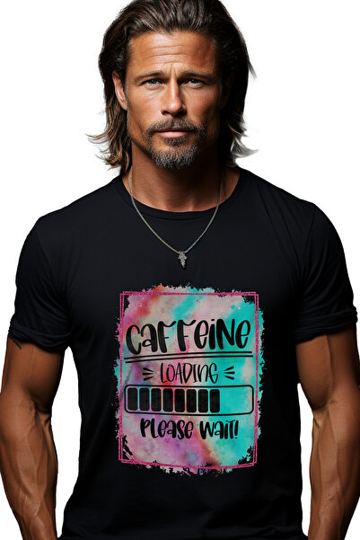 StoryGift Romania Tricou Barbati Cu Mesajul "caffeine Loading, Please Wait", Ilustratie, Lichid, Fluid, Aste Stg