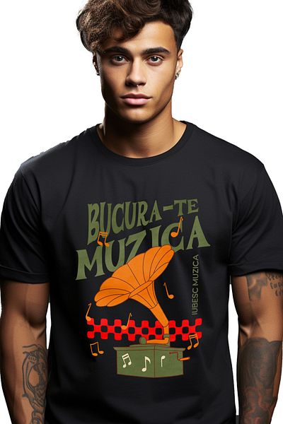 StoryGift Romania Men's T-shirt Enjoy Music Music Lovers Classical Party With Print On Left Side