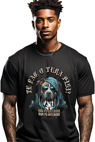 StoryGift Romania Tricou Barbati Caine Gangster Te Fac O Tura Pisi, Animal Cu...