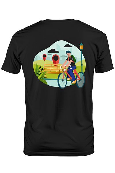 StoryGift Romania Tricou Barbati Cu Bicicleta, Parc, Traseu, Mapa, Ciclism, Cu Imprimeu Pe Fata, 100% Bumba Stg
