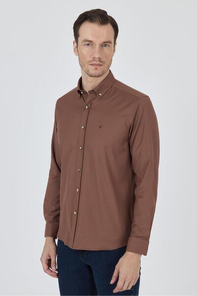 İmza Μακρυμάνικο μονόχρωμο υφασμάτινο πουκάμισο με κουμπιά γιακά χωρίς τσέπη ...