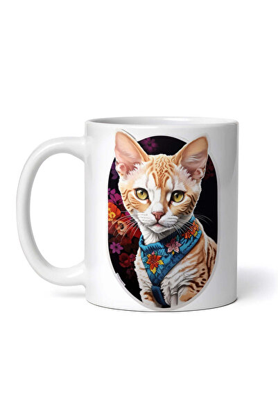 OEM Εξατομικευμένη λευκή κούπα, γάτα Ντέβον Ρεξ, INOVATIX®. 330ml