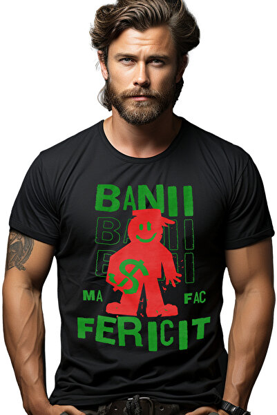 StoryGift Romania Tricou Barbati Banii Ma Fac Fericit Silueta Om Simbol Dolar...