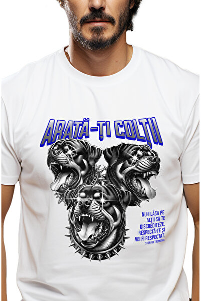 StoryGift Romania Tricou Barbati Arata Ti Colti , Trei Capete Caini Furiosi C...