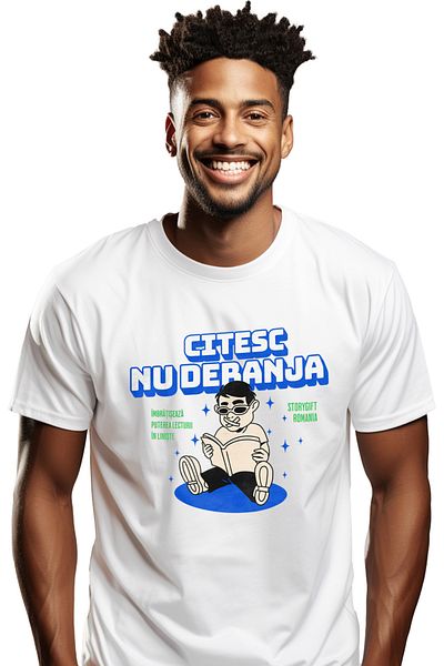 StoryGift Romania Tricou Barbati Om Cu Scoci La Gura Citesc Nu Deranja Iubitorii De Lectura Si Carti Cu Imprstg