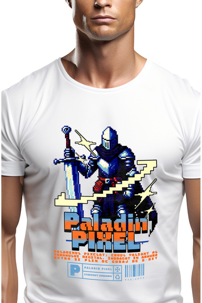 StoryGift Romania Tricou Barbati Cavaler In Pixel Jocuri Video Paladin Pixel ...