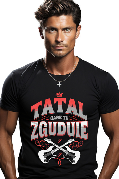 StoryGift Romania Tricou Barbati Tata Zguduie Iubitorii De Rock And Roll Fami...