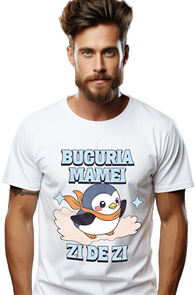 StoryGift Romania Tricou Barbati Bucuria Mamei, Zi De Zi Pinguin In Nor Famil...