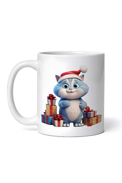 OEM Cană albă personalizată, pisică albastră cu cadouri de Crăciun, INOVATIX®...