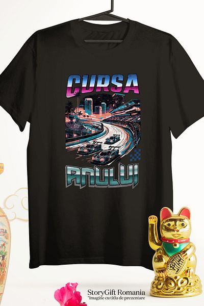 StoryGift Romania Tricou Barbati Cursa Formula 1 Text Cursa Anului, Viteza, Adrenalina Cu Imprimeu Pe Fata, Stg