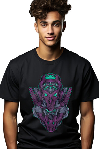 StoryGift Romania Tricou Barbati Cu Extraterestru, Mecha, Robot, Cabluri, Sci...