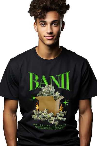 StoryGift Romania Tricou Barbati Un Tean De Bani Romanesti - 500 Ron Cu Impri...