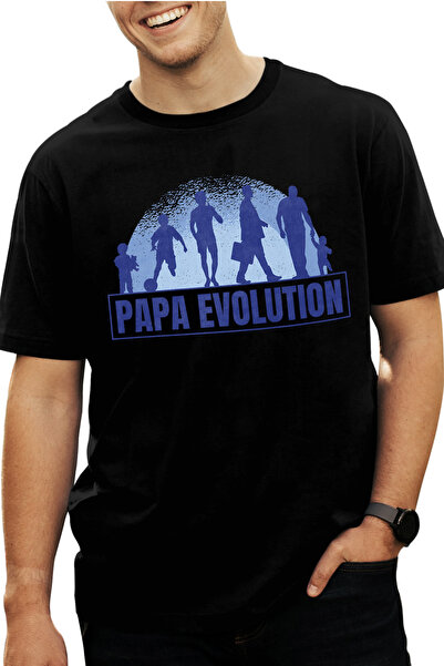 StoryGift Romania Tricou Barbati Personalizat Tata, Copil, Amintiri, Copilarie, Papa Evolution, Cu Imprimeu Stg