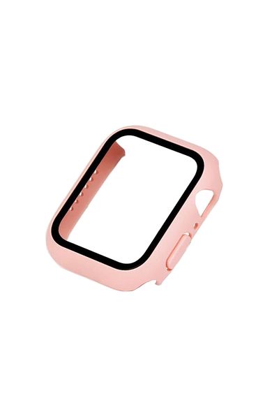 REDz Accessories Apple Watch 4/5/6/SE Case, Glass Cover, Full Protection, Light Pink - Apple Watch 4/5/6/SE 44mm