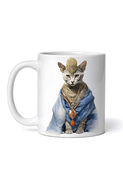 OEM Εξατομικευμένη λευκή κούπα, Αιγυπτιακή γάτα, INOVATIX®. 330ml
