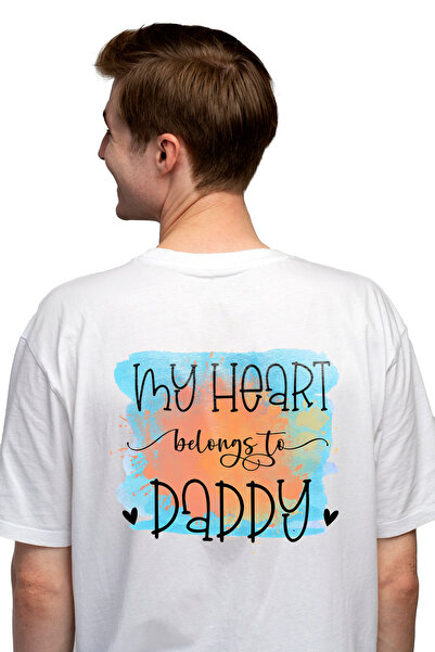 StoryGift Romania Tricou Barbati Cu Mesajul "my Heart Belongs To Daddy", Inim...