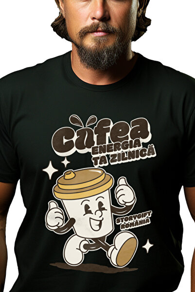StoryGift Romania Tricou Barbati Cafea, Energia Ta Zilnica Dimineata Aroma Cu...