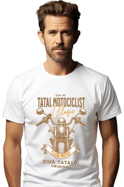 StoryGift Romania Tricou Barbati Cel Mai Buntatal Motor Familie Relatie Tata Copi Cu Imprimeu Pe Fata, 100% Stg