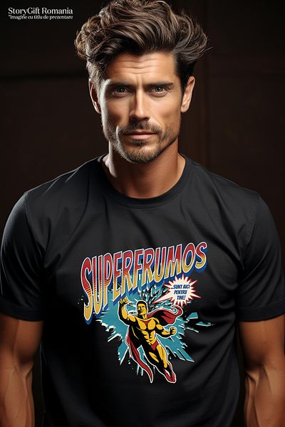 StoryGift Romania Men's T-Shirt Super Handsome Superhero I'm Here For You With Print On The Front, 100% Cotton