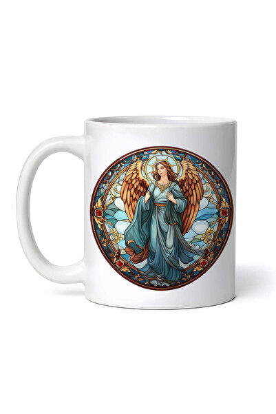 OEM Cană albă personalizată, înger din vitraliu cu aripi, INOVATIX®. 330ml