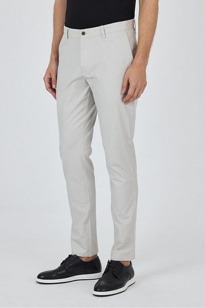 İmza Gray Dobby Side Pocket Straight Leg Slim Fit Cotton Casual Chino Trousers 1003250120