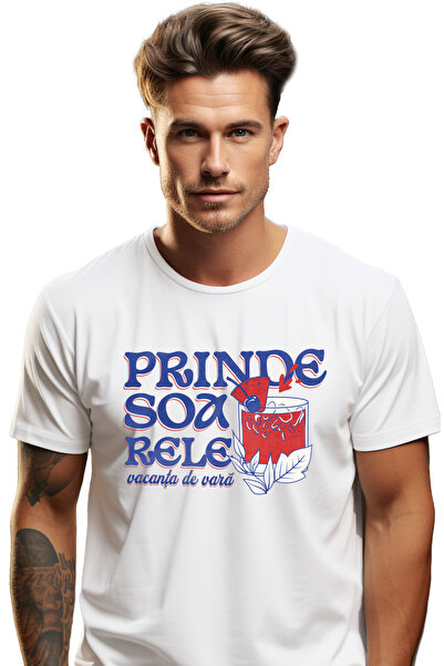 StoryGift Romania Tricou Barbati Prinde Soarele, Vacanta De Vara Pahar Cockta...
