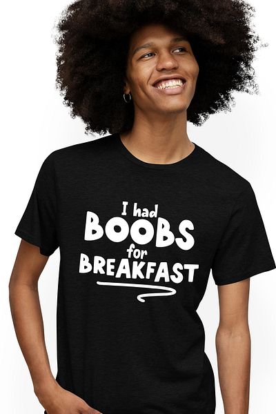 StoryGift Romania Tricou bărbătesc cu mesajul în engleză „i Had Bo*bs For Breakfast” - Lapte pentru micul dejun cu lapte